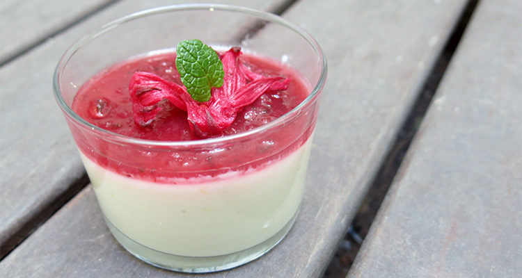 Pannacotta de llimona amb coulis d’hybiscus