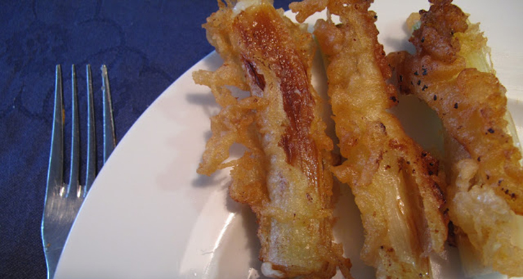 Calçots en tempura